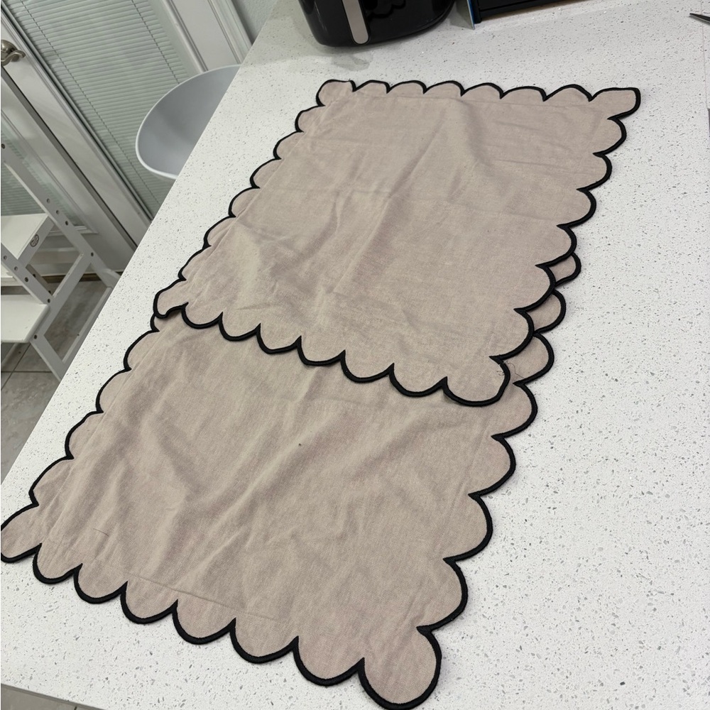 H&M Beige Scalloped Pillow Covers Linen